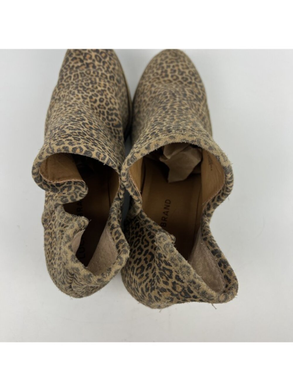 Lucky Brand BALEY 2 Leopard Print Leather Ankle Boots Sz 9 - Picture 4 of 5